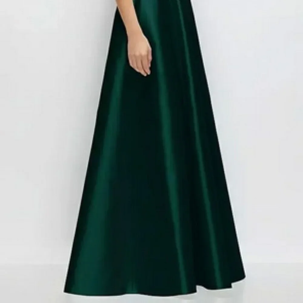Alfred Sung Evergreen One-Shoulder Bow A-Line Gown D875 - Picture 2 of 6
